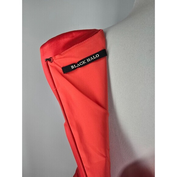 Black Halo Scarlet Red Jackie Satin Ruched‎ Cocktail Dress 8 Medium - Picture 9 of 11